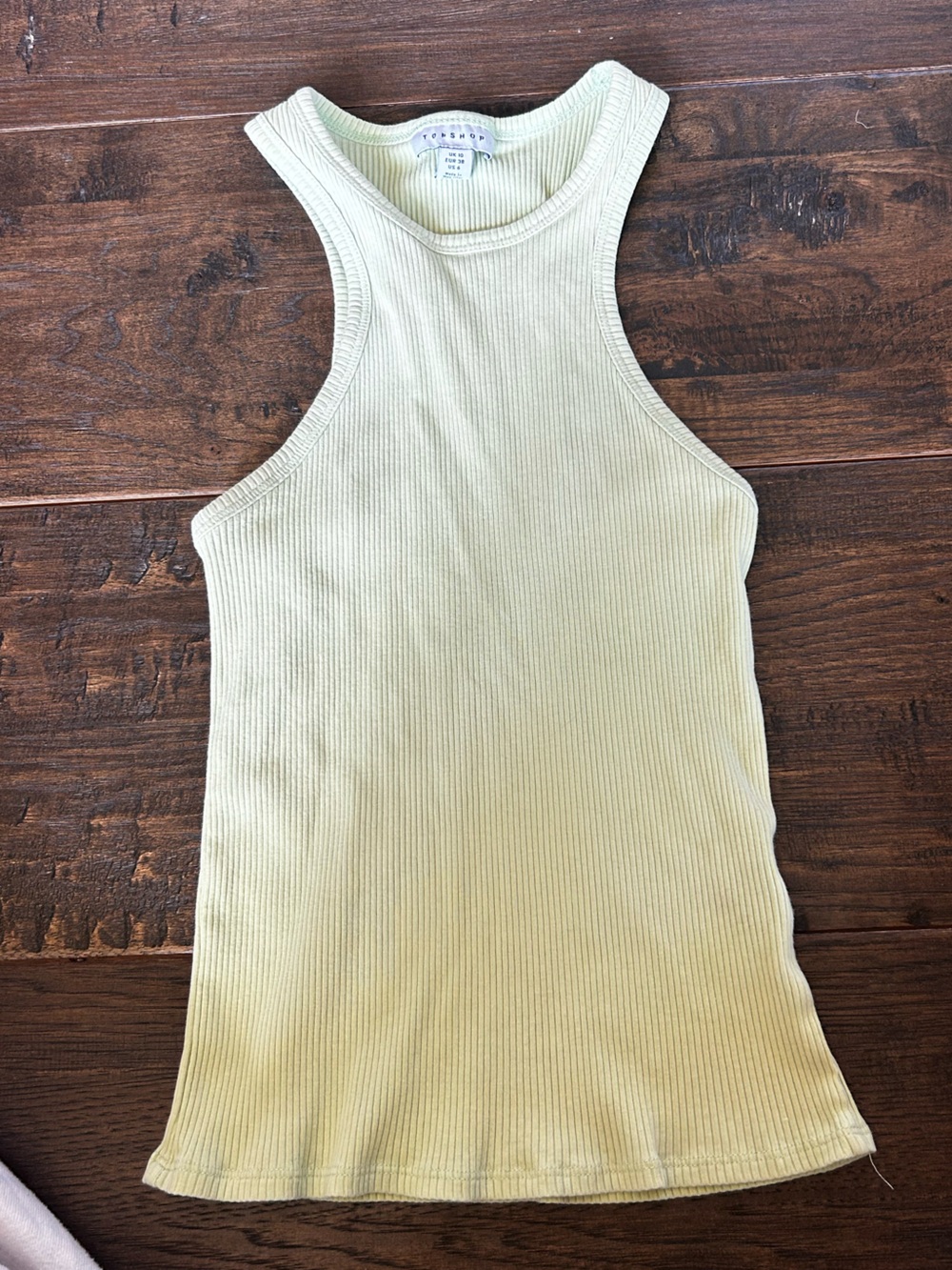 Topshop Light Lime Ribbed Tank Top